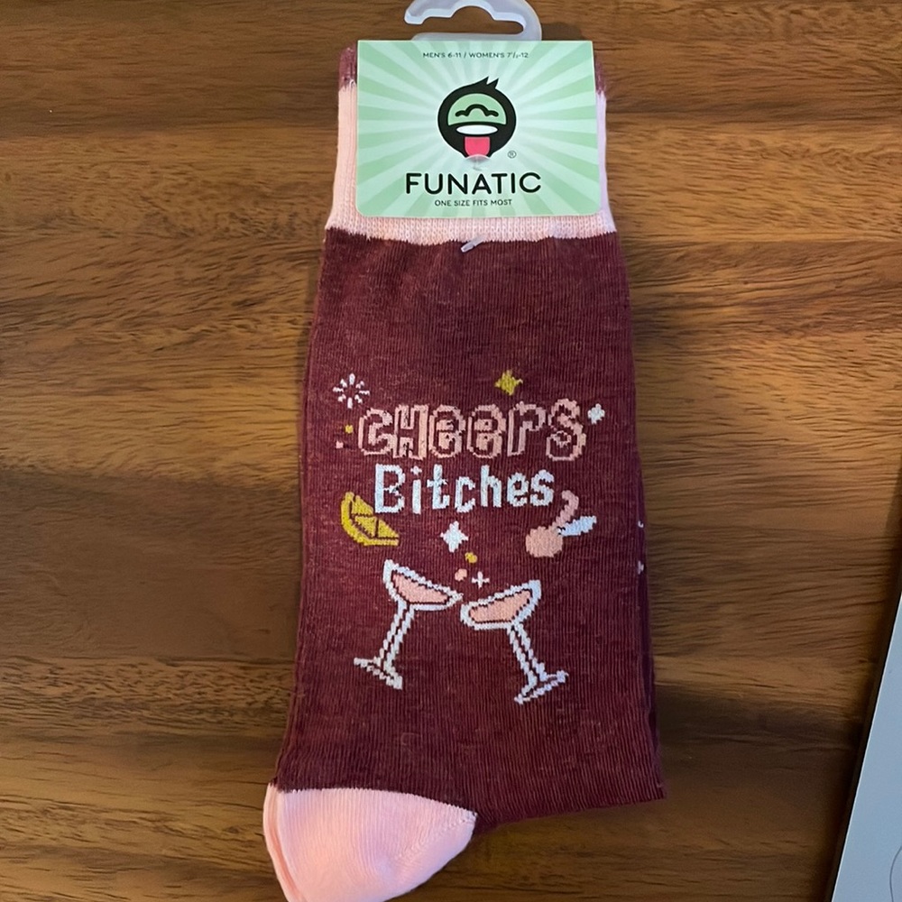 New funatic socks “cheers b*tches”